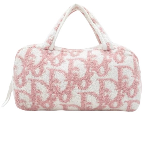 SOLD CHRISTIAN DIOR Vintage Y2K Pink & Ivory Terry Cloth Trotter Monogram Mini - Picture 3 of 11
